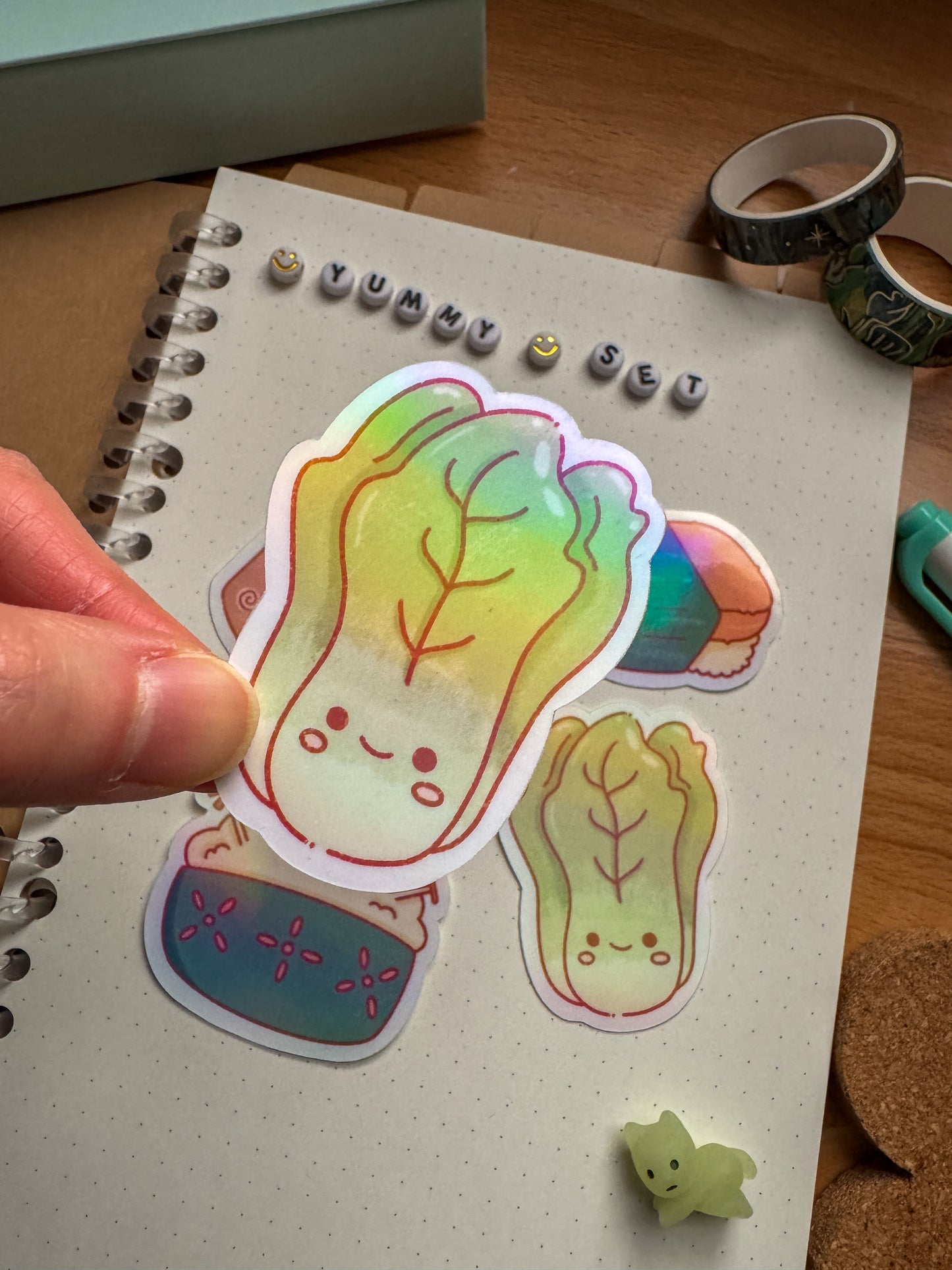 Yummy Asian Food Stickers, Set of 4, Holographic Stickers
