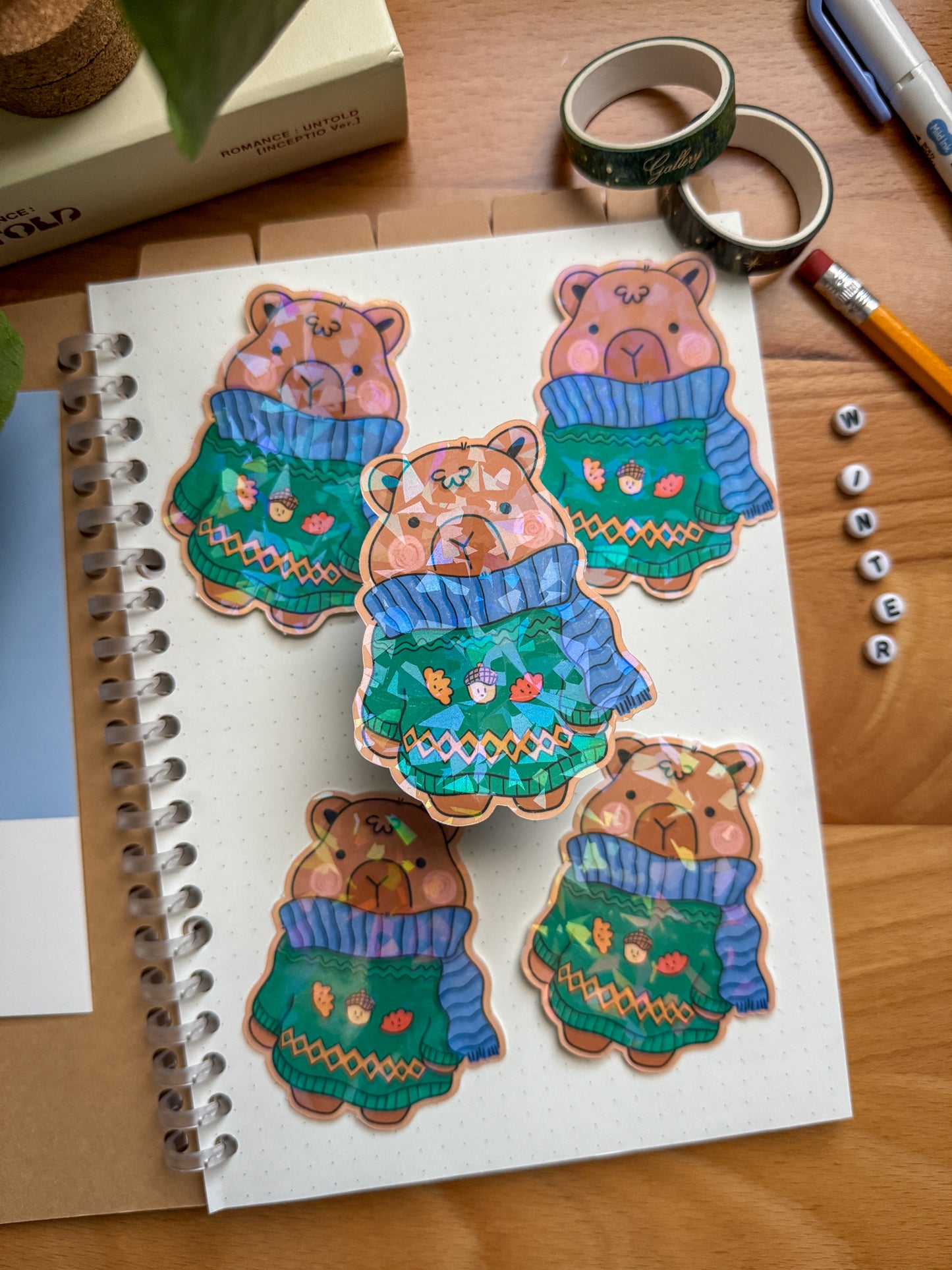 Capybara in a Sweater Holographic Sticker