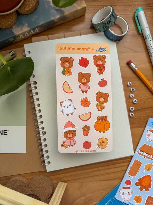 Autumn Bears Sticker Sheet