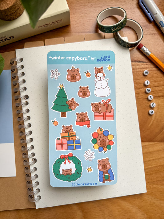 Winter Capybaras Sticker Sheet